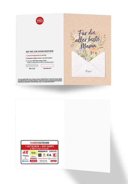 Wunschgutschein Aller beste Mama - Brief Blumen PDF – Geschenkgutschein Ansicht 3