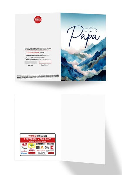 Wunschgutschein Für Papa - Berge Blau – Geschenkgutschein Ansicht 3