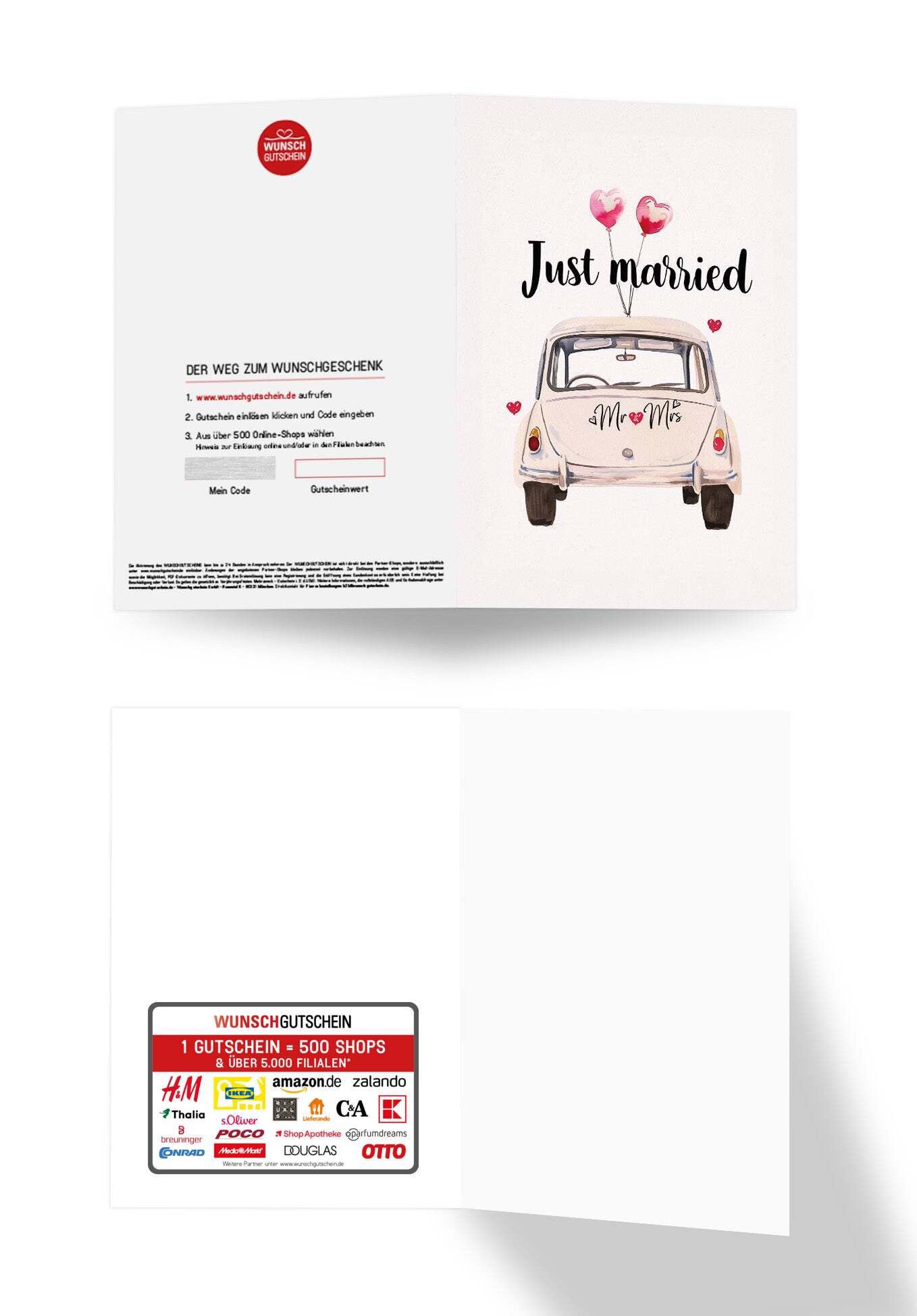 Wunschgutschein Just Married - Auto Weiß – Geschenkgutschein Ansicht 3