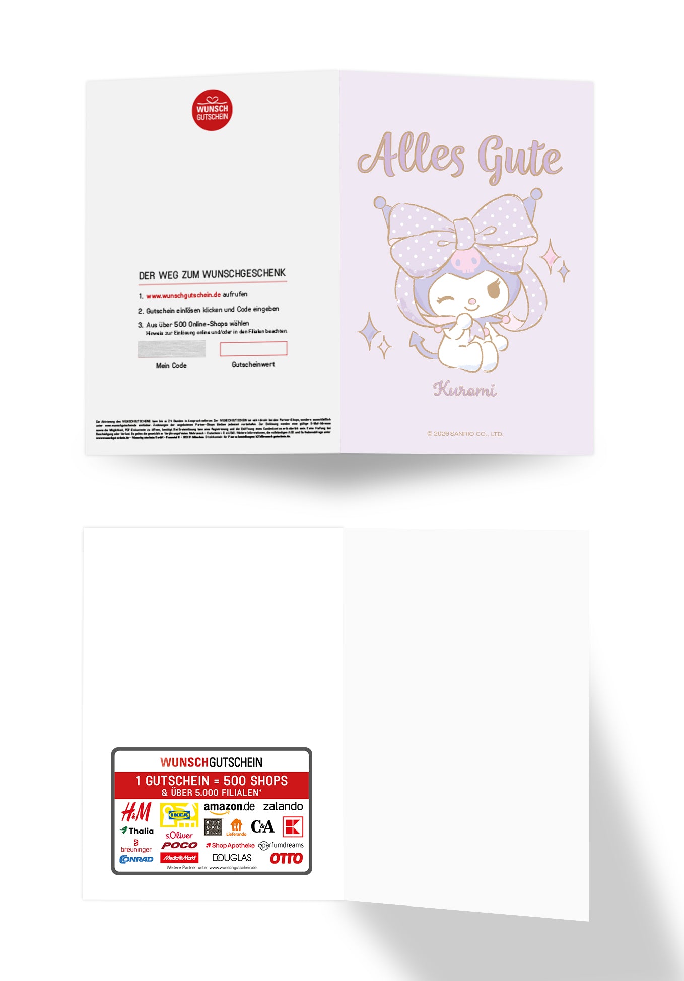 Wunschgutschein Hello Kitty - Alles Gute - Kuromi Lila PDF – Geschenkgutschein Ansicht 3