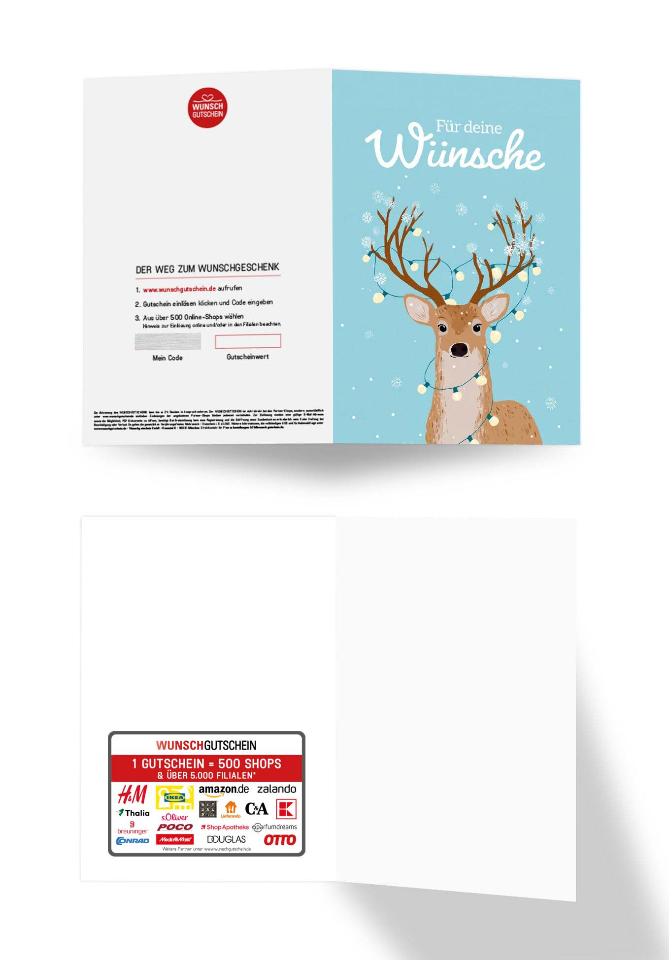 Wunschgutschein Für deine Wünsche - Rentier Lichterkette – Geschenkgutschein Ansicht 3