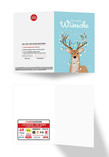 Wunschgutschein Für deine Wünsche - Rentier Lichterkette – Geschenkgutschein Ansicht 3
