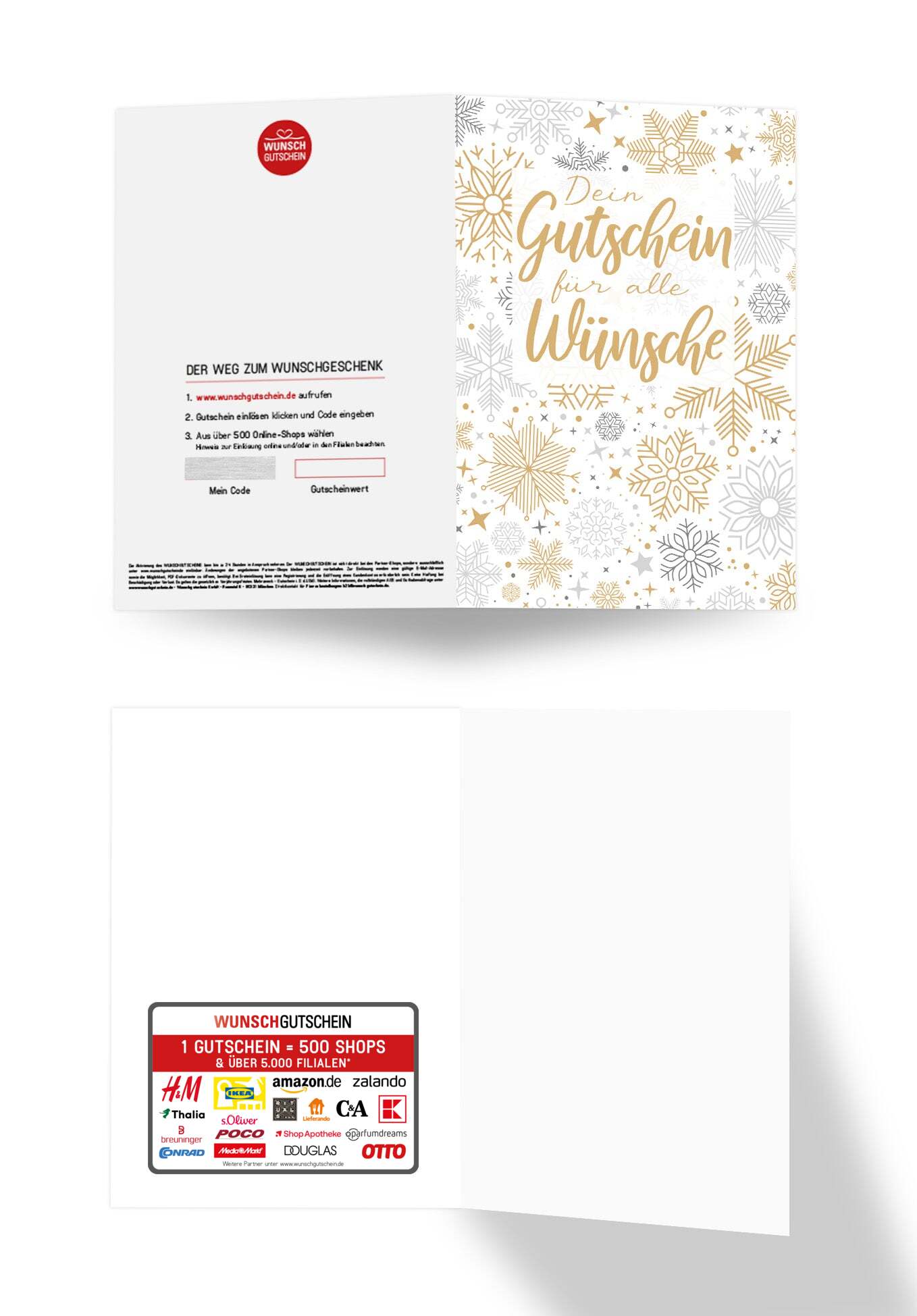 Wunschgutschein Für alle Wünsche - Schneeflocken Gold – Geschenkgutschein Ansicht 3