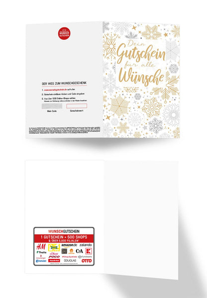 Wunschgutschein Für alle Wünsche - Schneeflocken Gold – Geschenkgutschein Ansicht 3