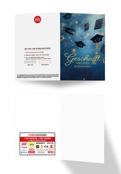 Wunschgutschein Geschafft - Hüte Blau Gold – Geschenkgutschein Ansicht 3