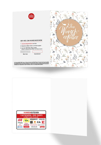 Wunschgutschein Dein Wunscherfüller - Blumen weiß PDF – Geschenkgutschein Ansicht 3