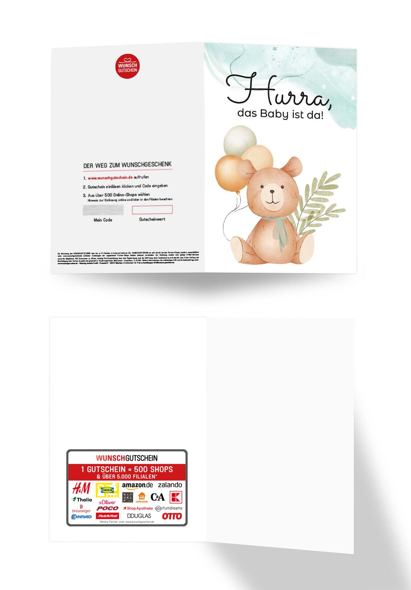Wunschgutschein Hurra Baby da - Bär Ballons – Geschenkgutschein Ansicht 3