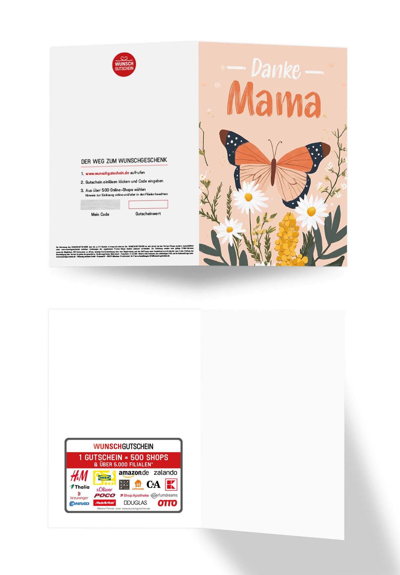 Wunschgutschein Danke Mama - Schmetterling Orange – Geschenkgutschein Ansicht 3