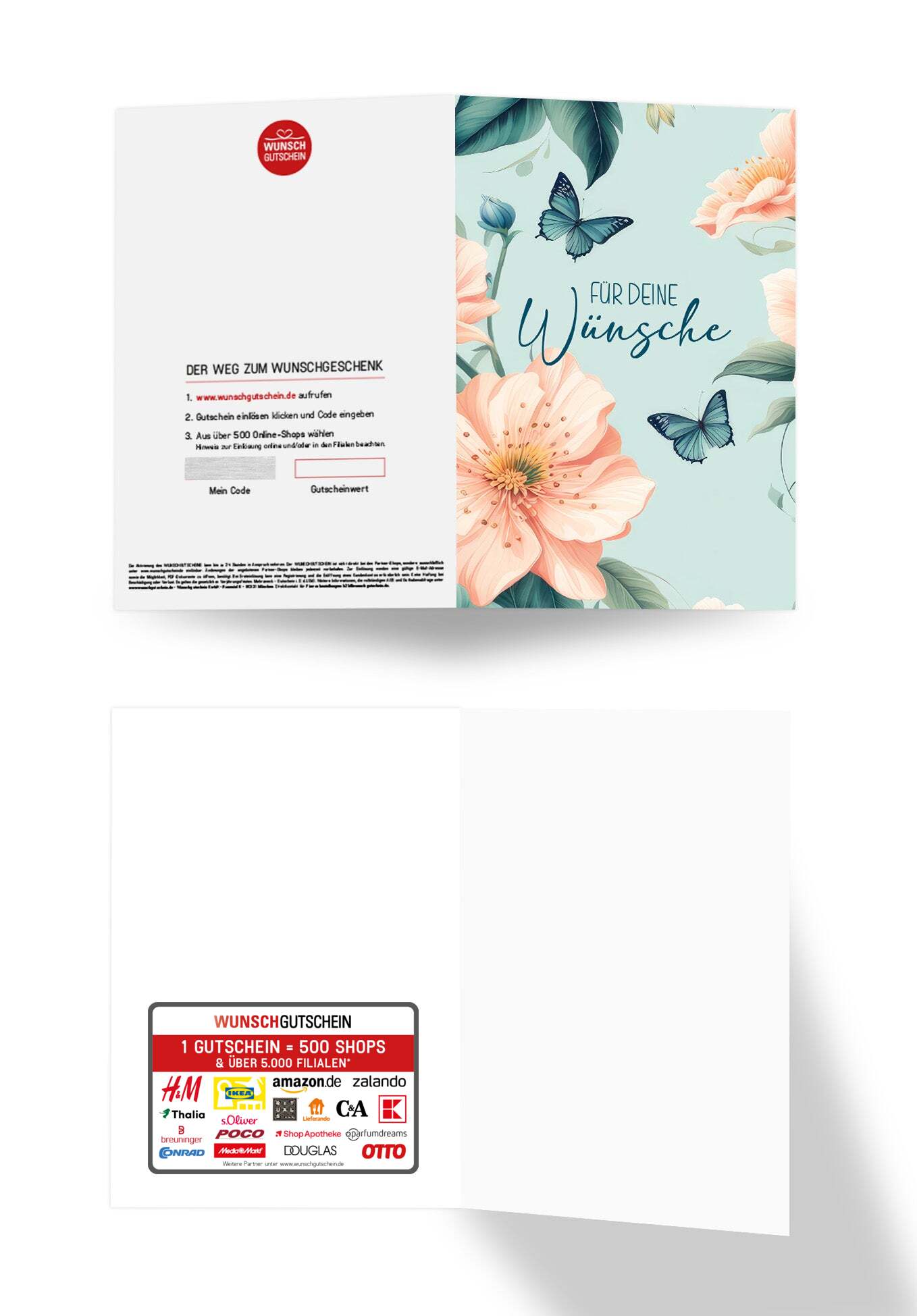 Wunschgutschein Für deine Wünsche - Blume Schmetterling – Geschenkgutschein Ansicht 3