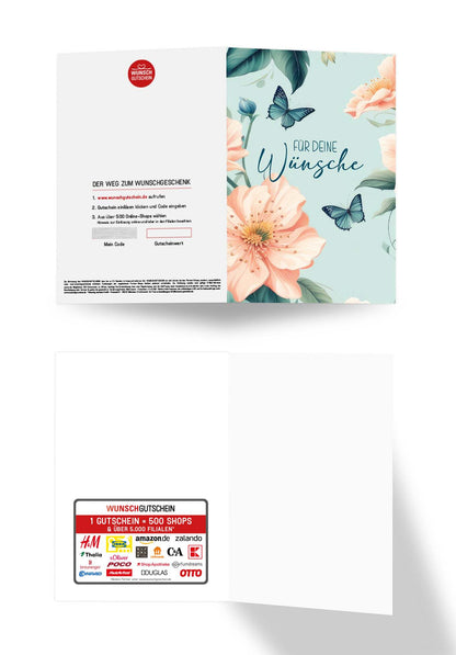Wunschgutschein Für deine Wünsche - Blume Schmetterling – Geschenkgutschein Ansicht 3