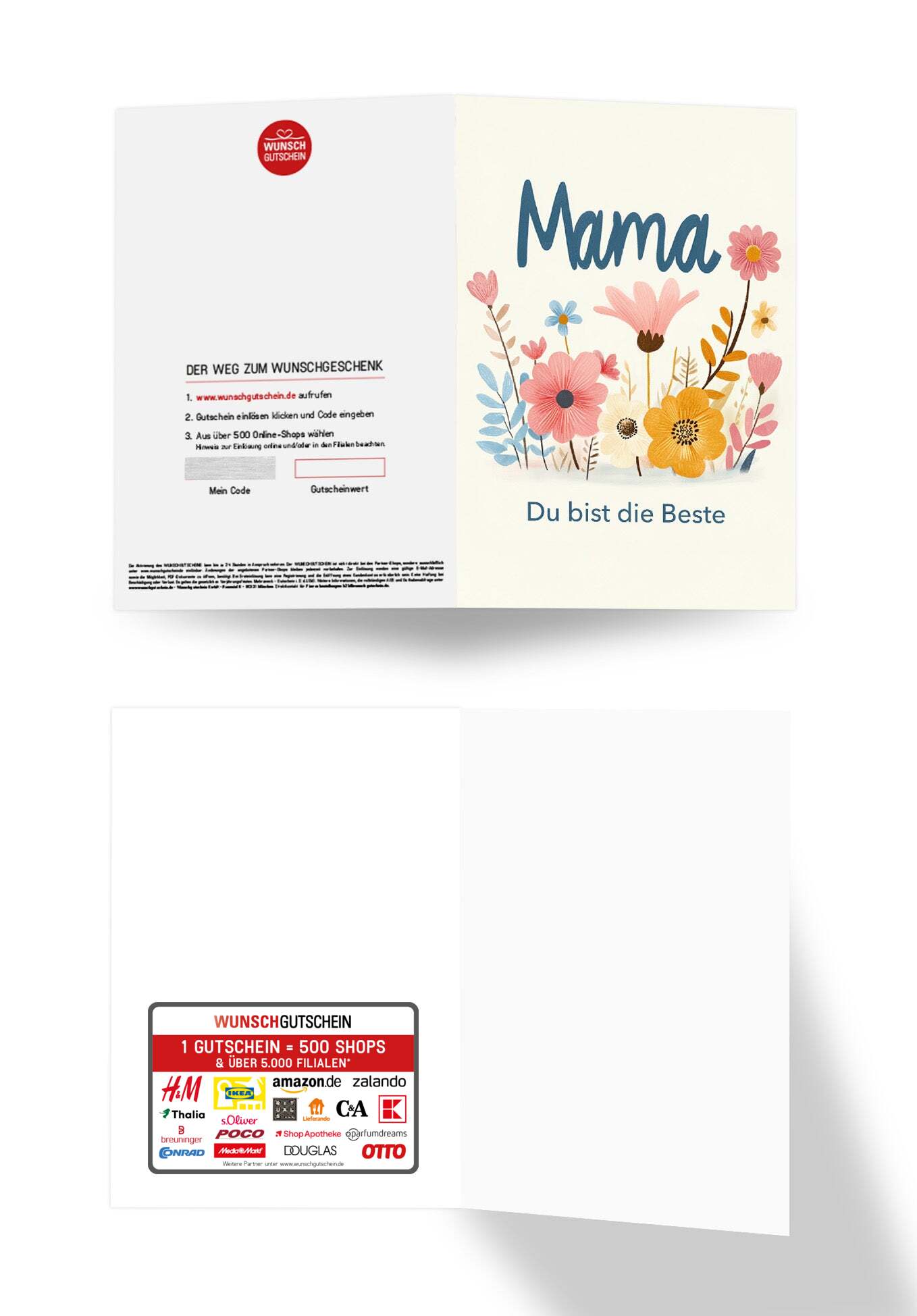 Wunschgutschein Mama du bist die Beste - Blumen Bunt – Geschenkgutschein Ansicht 3