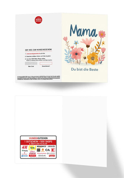 Wunschgutschein Mama du bist die Beste - Blumen Bunt – Geschenkgutschein Ansicht 3