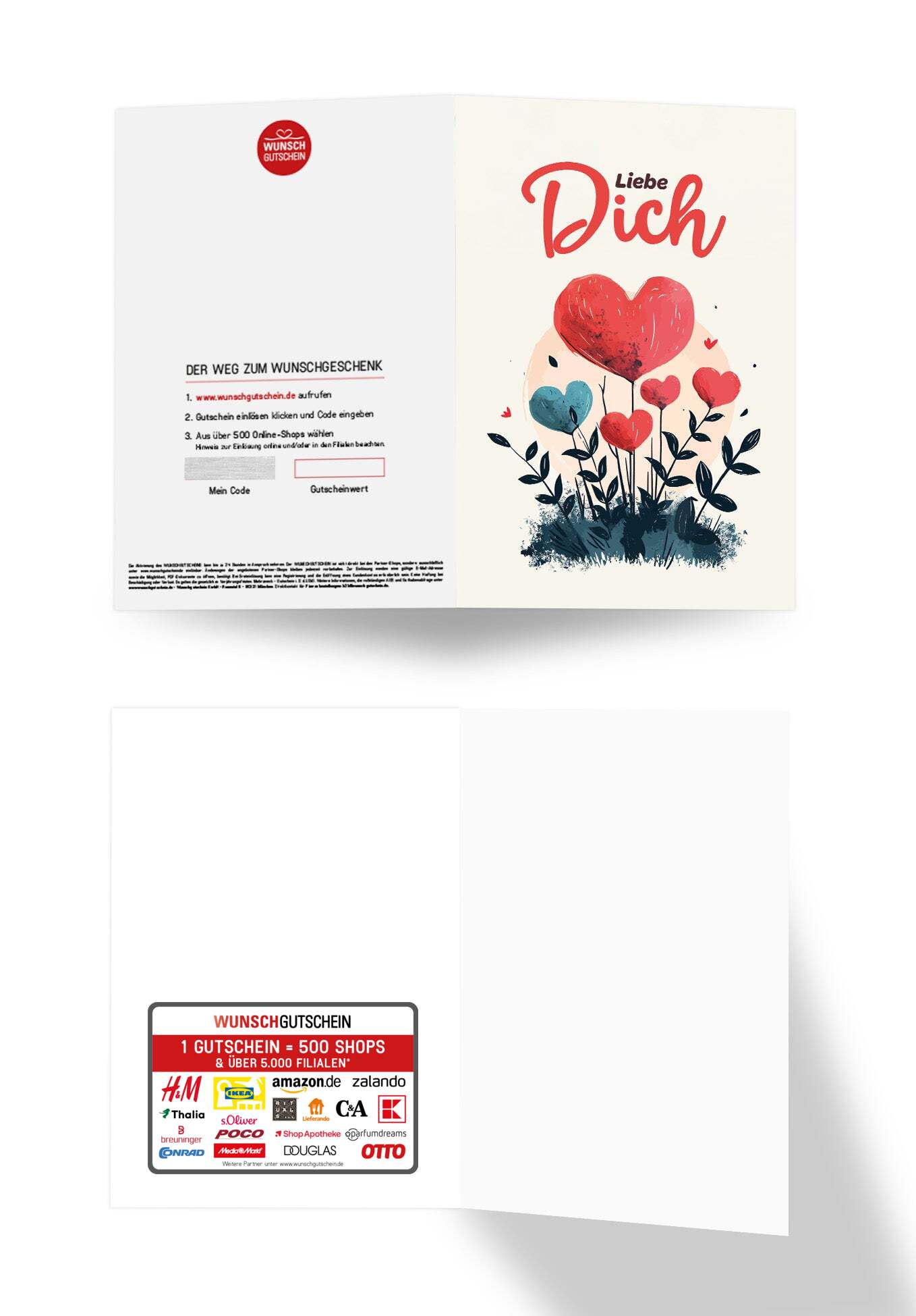 Wunschgutschein Liebe Dich - Herzblumen – Geschenkgutschein Ansicht 3