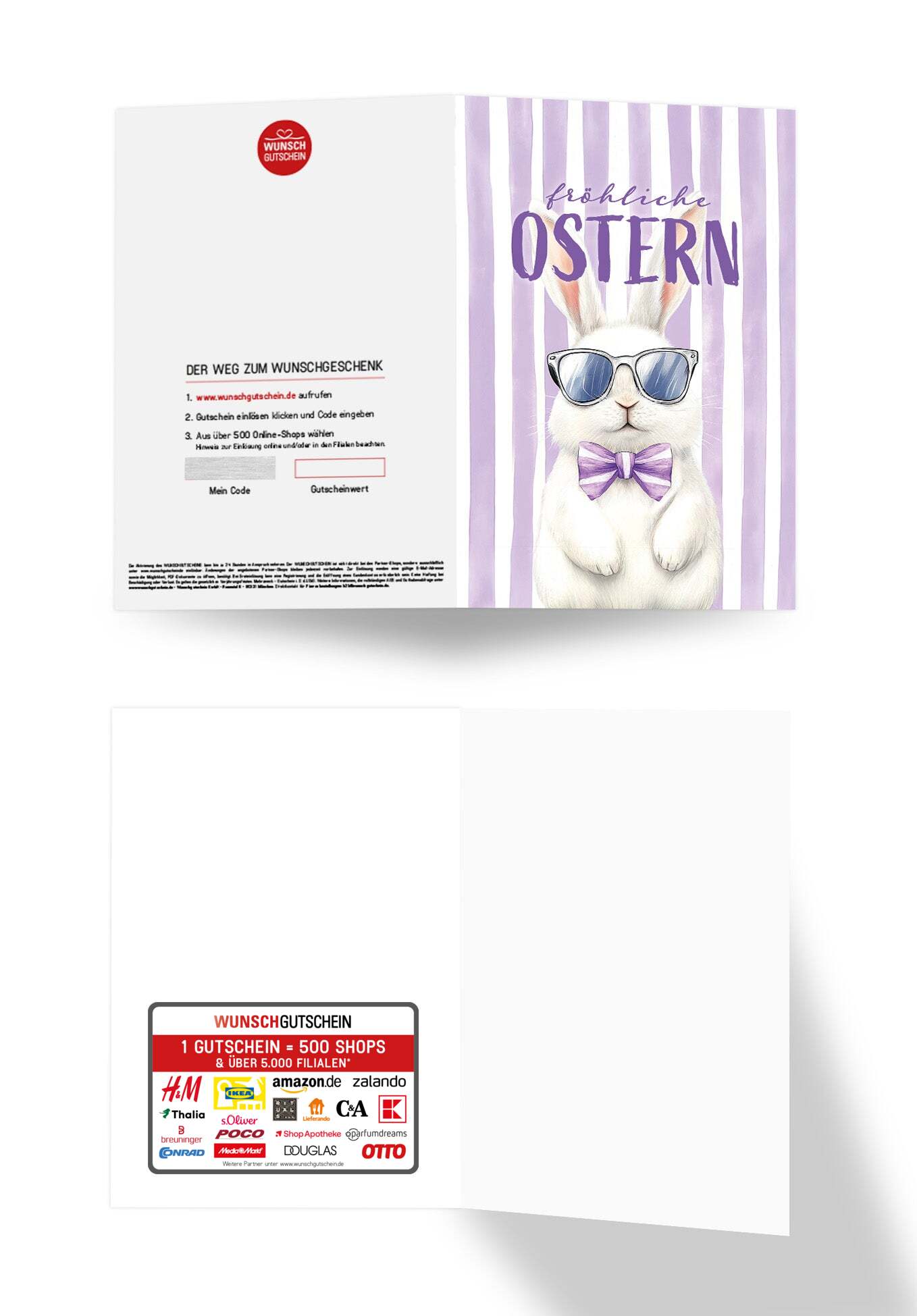 Wunschgutschein Fröhliche Ostern - Hase Sonnenbrille – Geschenkgutschein Ansicht 3