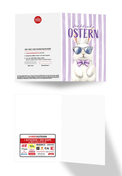 Wunschgutschein Fröhliche Ostern - Hase Sonnenbrille – Geschenkgutschein Ansicht 3
