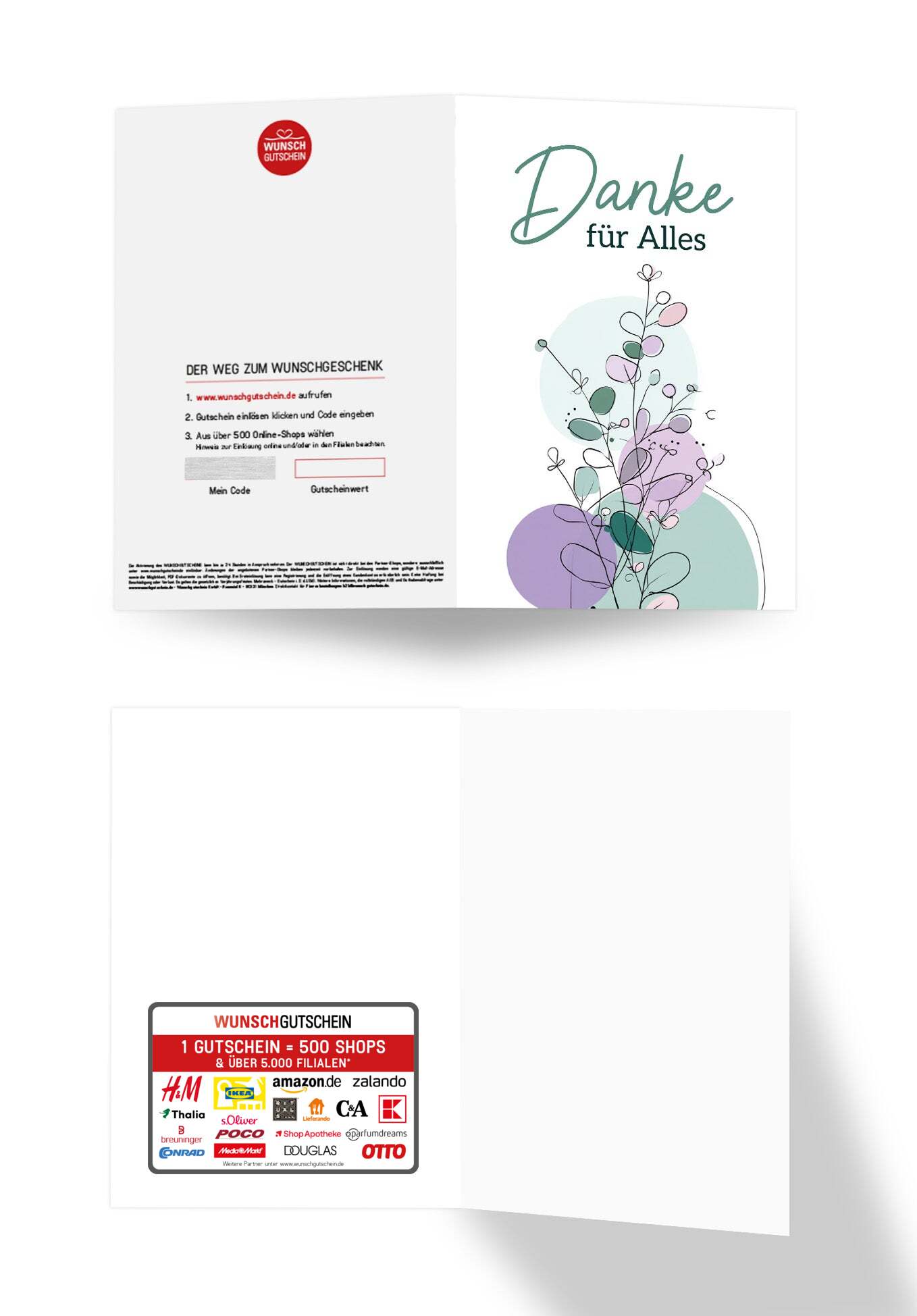 Wunschgutschein Danke für Alles - Lila Grün – Geschenkgutschein Ansicht 3