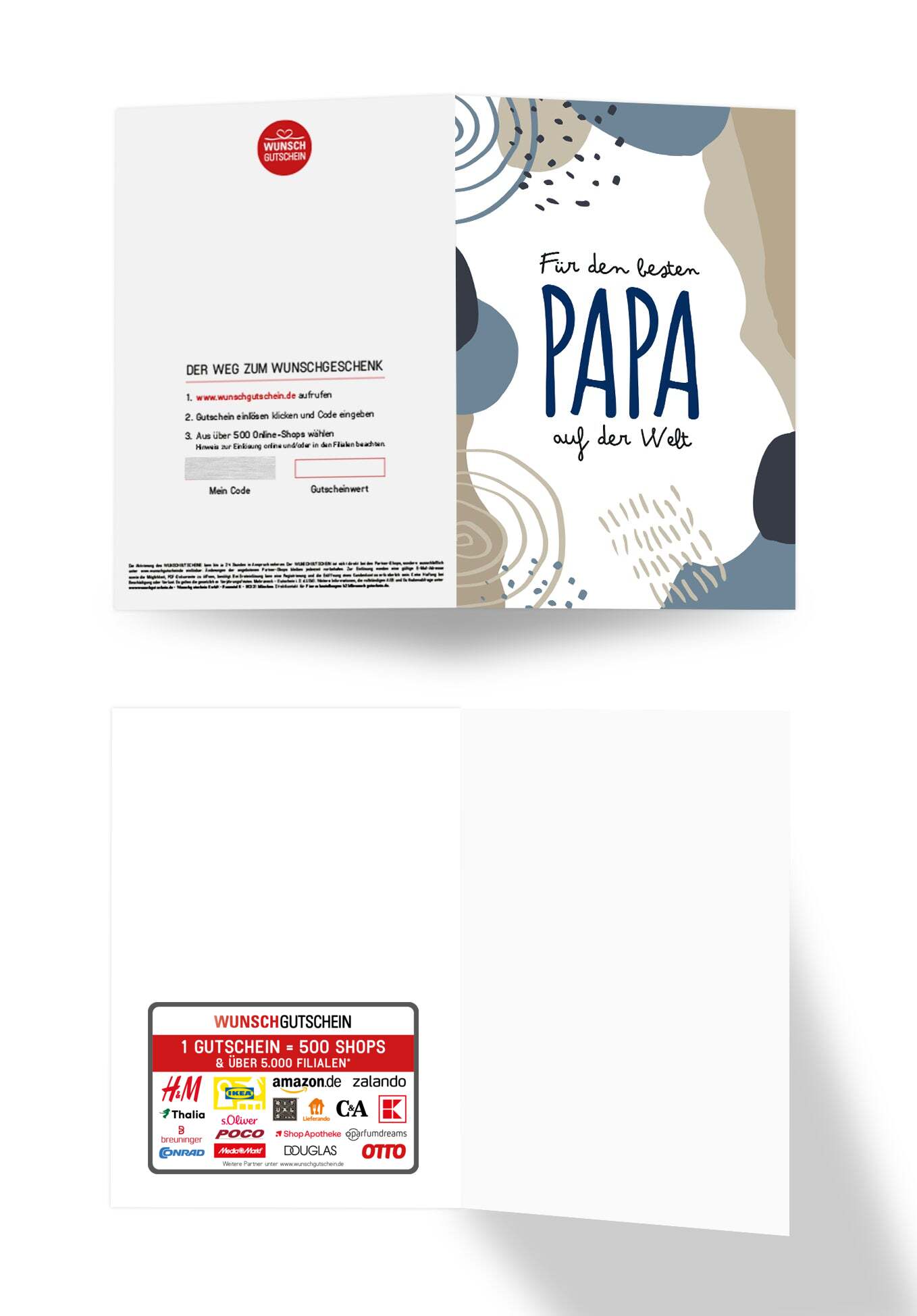 Wunschgutschein Für den besten Papa auf der Welt - Blau Beige Formen – Geschenkgutschein Ansicht 3
