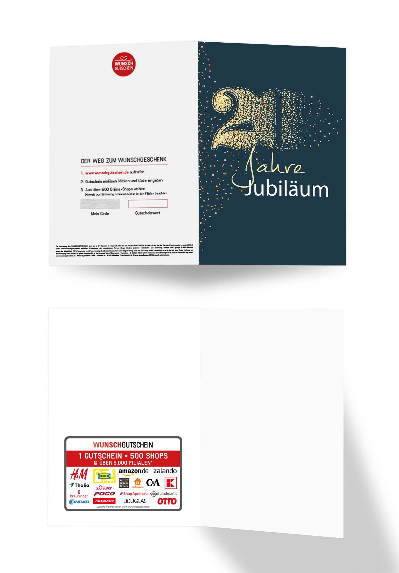 Wunschgutschein 20 Jahre Jubiläum - Blau Gold – Geschenkgutschein Ansicht 3