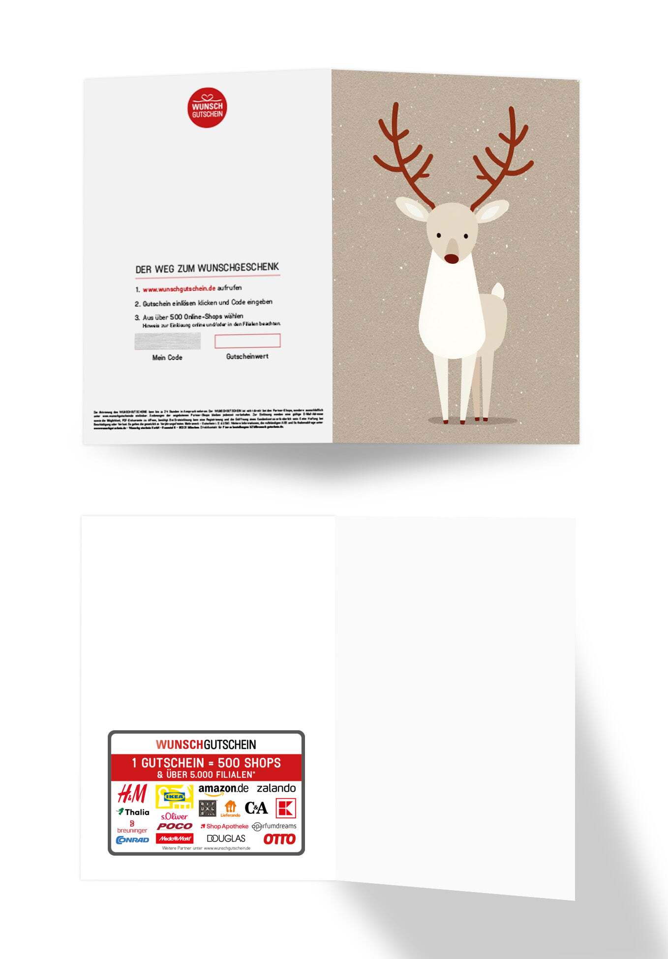Wunschgutschein Rentier Illustration – Geschenkgutschein Ansicht 3