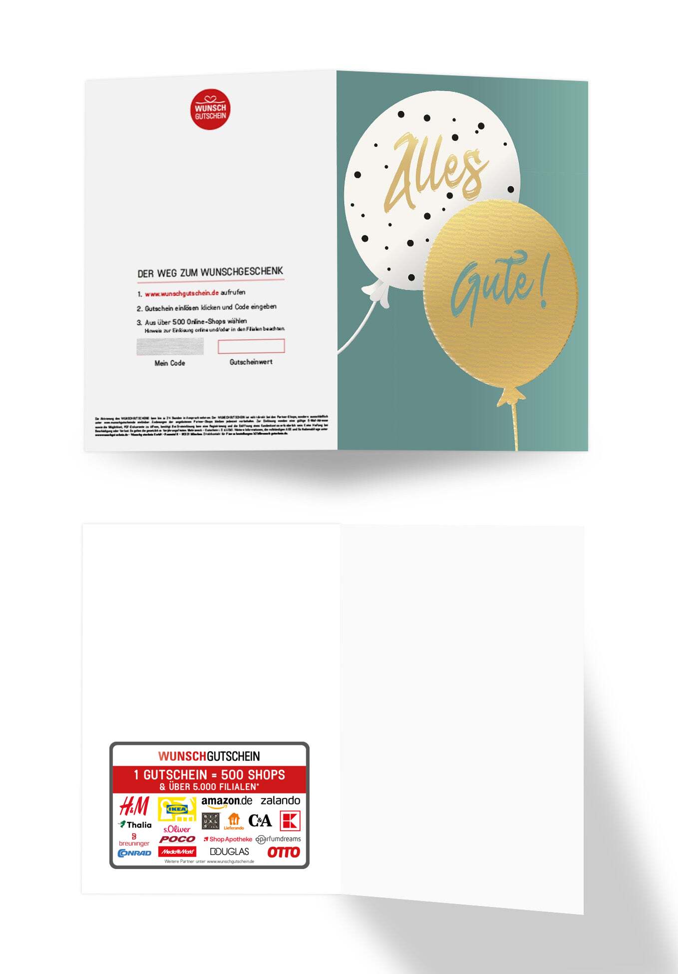 Wunschgutschein Alles Gute - Ballons Gold – Geschenkgutschein Ansicht 3
