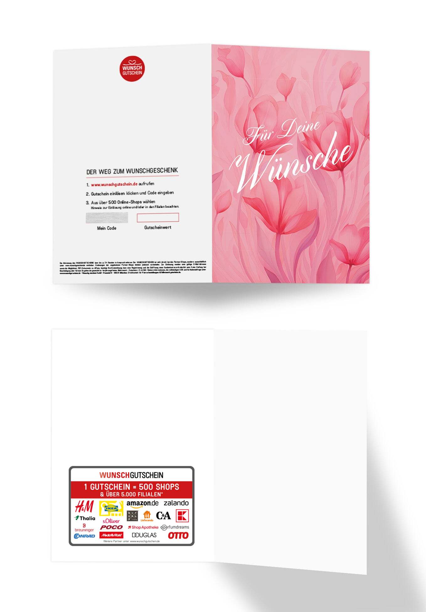 Wunschgutschein Für deine Wünsche - Pink Blumen – Geschenkgutschein Ansicht 3