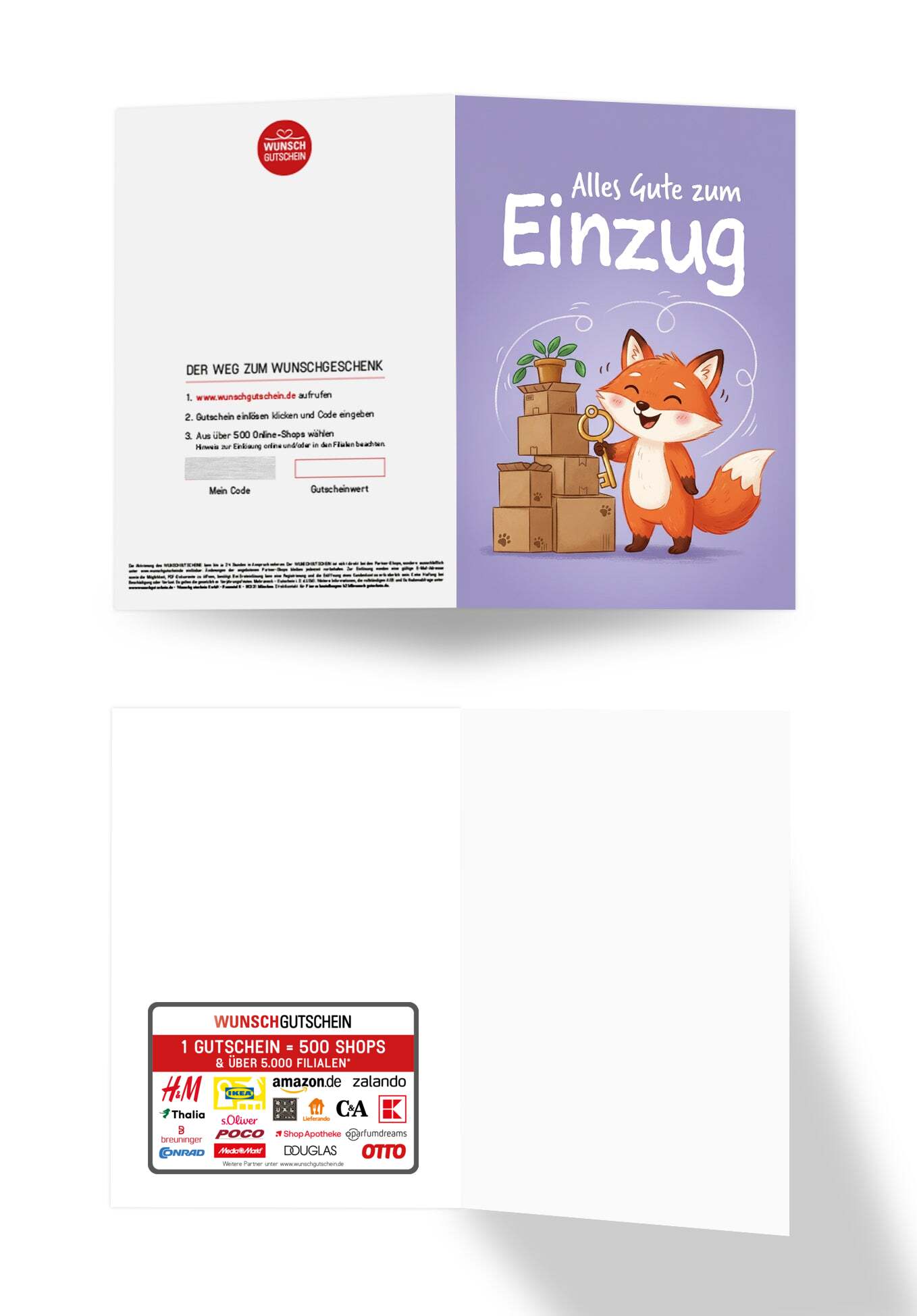 Wunschgutschein Alles Gute zum Einzug - Fuchs Lila – Geschenkgutschein Ansicht 3