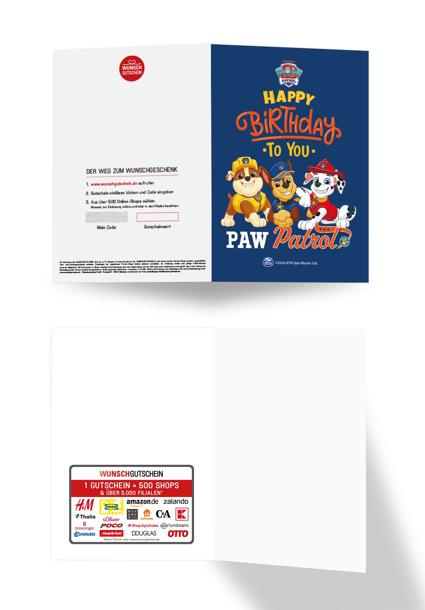 Wunschgutschein Paw Patrol - Happy Birthday to you - Dunkelblau PDF – Geschenkgutschein Ansicht 3