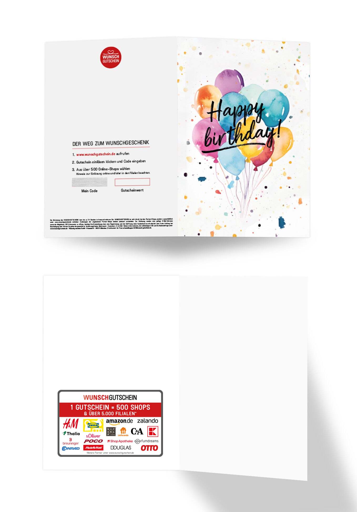 Wunschgutschein Happy Birthday - Ballons Aquarell – Geschenkgutschein Ansicht 3
