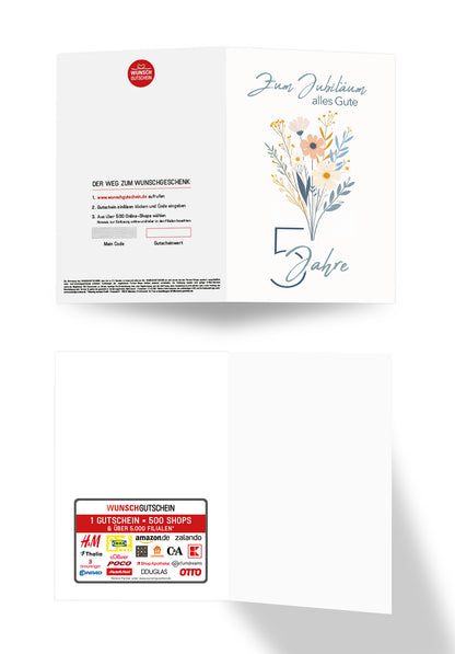Wunschgutschein 5 Jahre - Blumenstrauß Weiß – Geschenkgutschein Ansicht 3