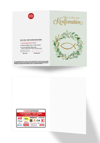 Wunschgutschein Zur Konfirmation - Kranz Fisch – Geschenkgutschein Ansicht 3