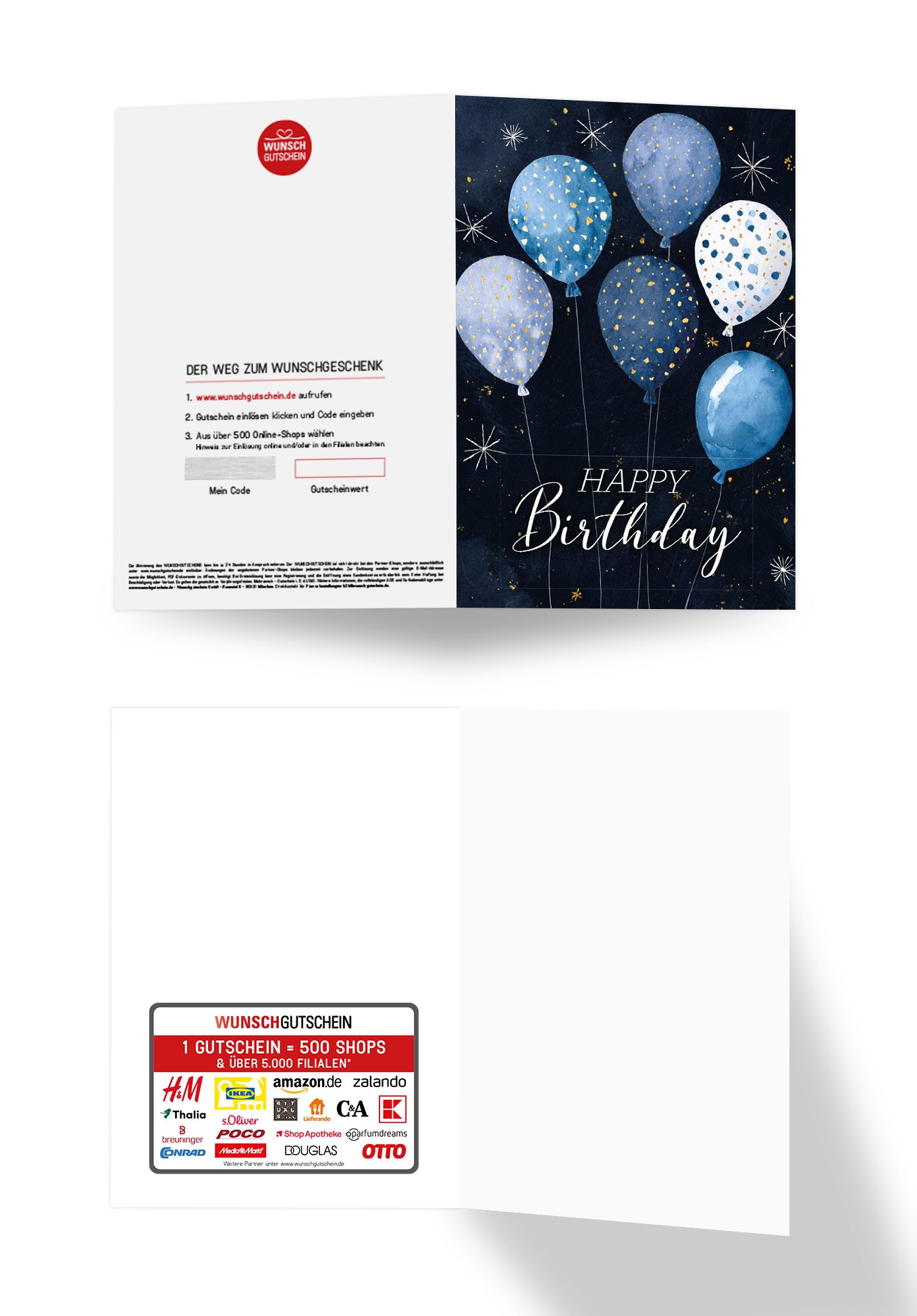 Wunschgutschein Happy Birthday - Ballons Blau Sterne PDF – Geschenkgutschein Ansicht 3