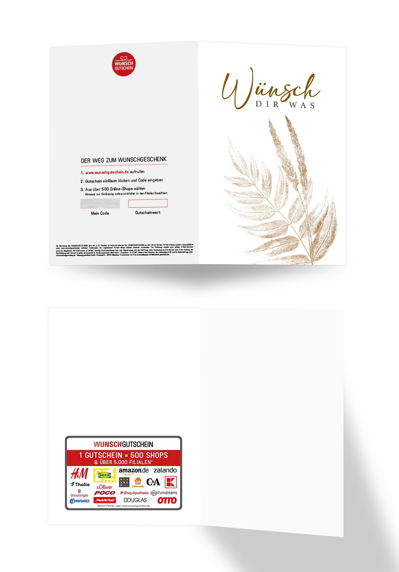 Wunschgutschein Wünsch dir was - Blätter Gold – Geschenkgutschein Ansicht 3