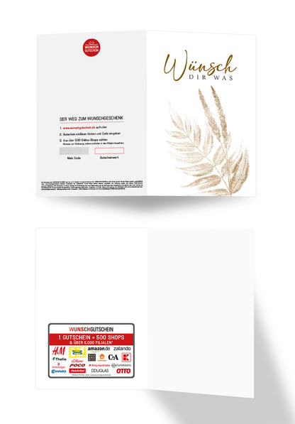 Wunschgutschein Wünsch dir was - Blätter Gold – Geschenkgutschein Ansicht 3