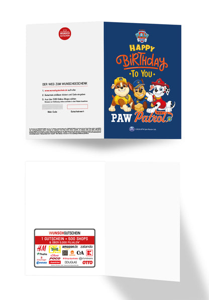 Wunschgutschein Paw Patrol - Happy Birthday to you - Dunkelblau – Geschenkgutschein Ansicht 3