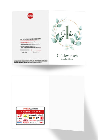 Wunschgutschein 1 Jahr - Blätterkranz – Geschenkgutschein Ansicht 3