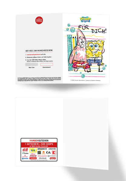 Wunschgutschein Spongebob - Für Dich - Spongebob und Patrick Gezeichnet PDF – Geschenkgutschein Ansicht 3