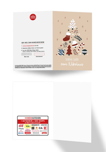 Wunschgutschein Grüße vom Nikolaus - Doodle Beige – Geschenkgutschein Ansicht 3