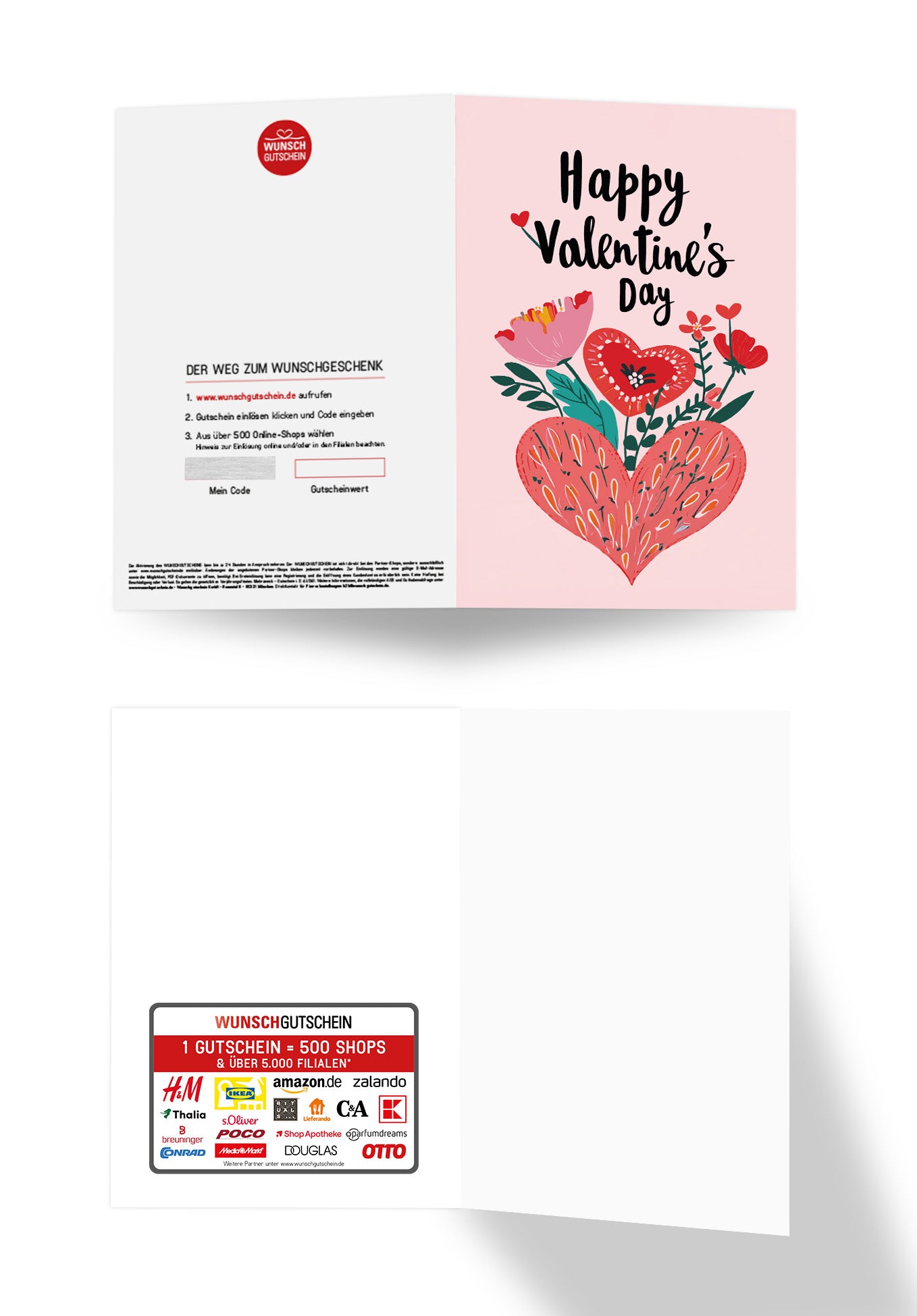 Wunschgutschein Happy Valentine's Day - Herz und Blumen – Geschenkgutschein Ansicht 7