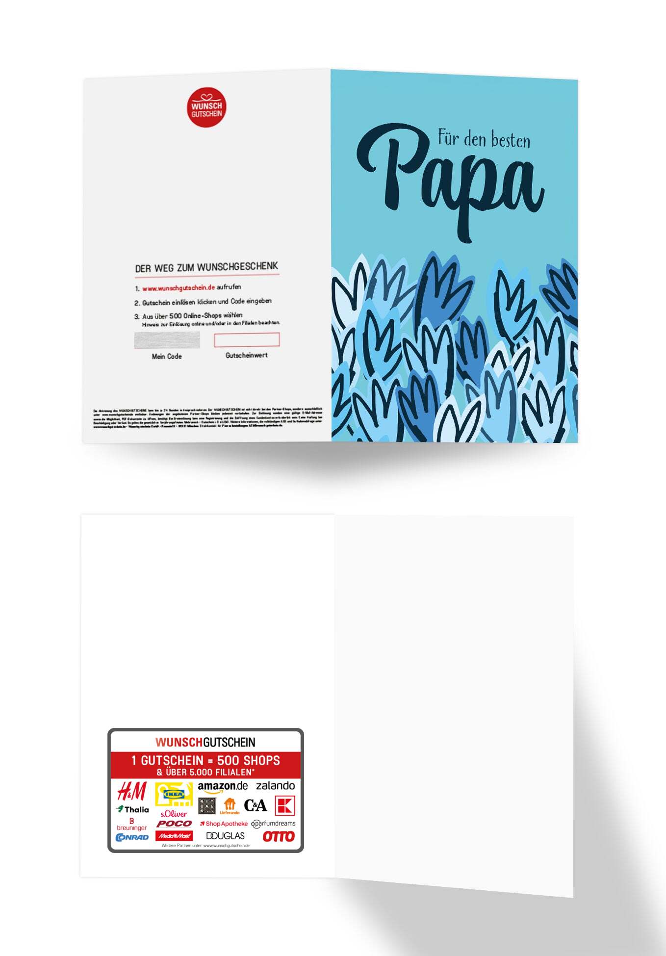 Wunschgutschein Für den besten Papa - Blumen Blau – Geschenkgutschein Ansicht 3