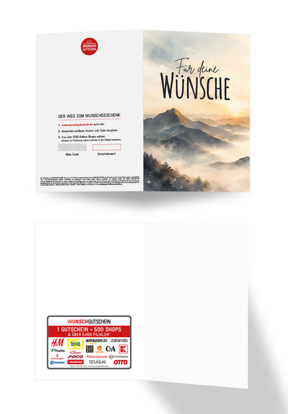 Wunschgutschein Für deine Wünsche - Berge Sonnenaufgang – Geschenkgutschein Ansicht 3