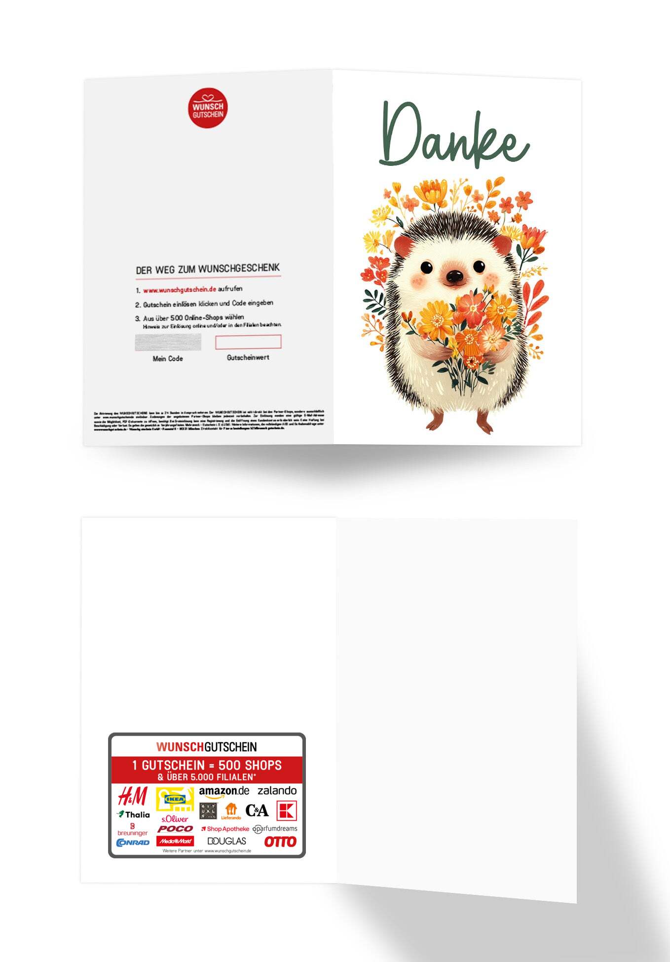 Wunschgutschein Danke - Igel Blumen PDF – Geschenkgutschein Ansicht 3