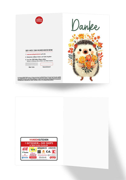 Wunschgutschein Danke - Igel Blumen PDF – Geschenkgutschein Ansicht 3