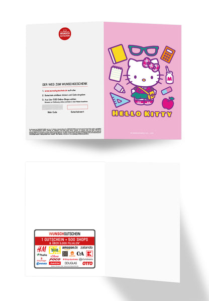 Wunschgutschein Hello Kitty - Schulsachen Pink PDF – Geschenkgutschein Ansicht 3