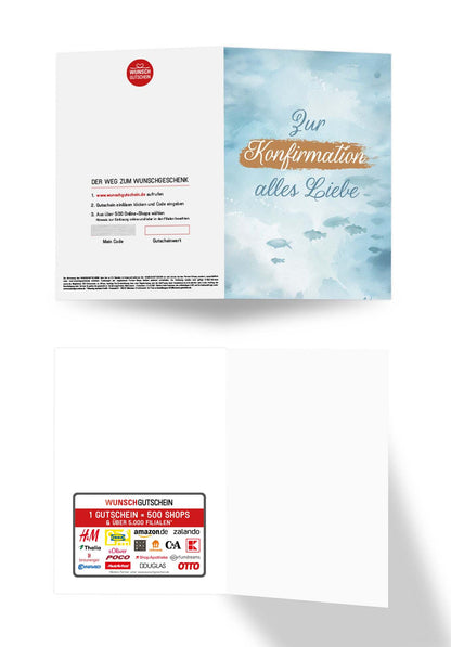 Wunschgutschein Zur Konfirmation - Fische Aquarell – Geschenkgutschein Ansicht 3
