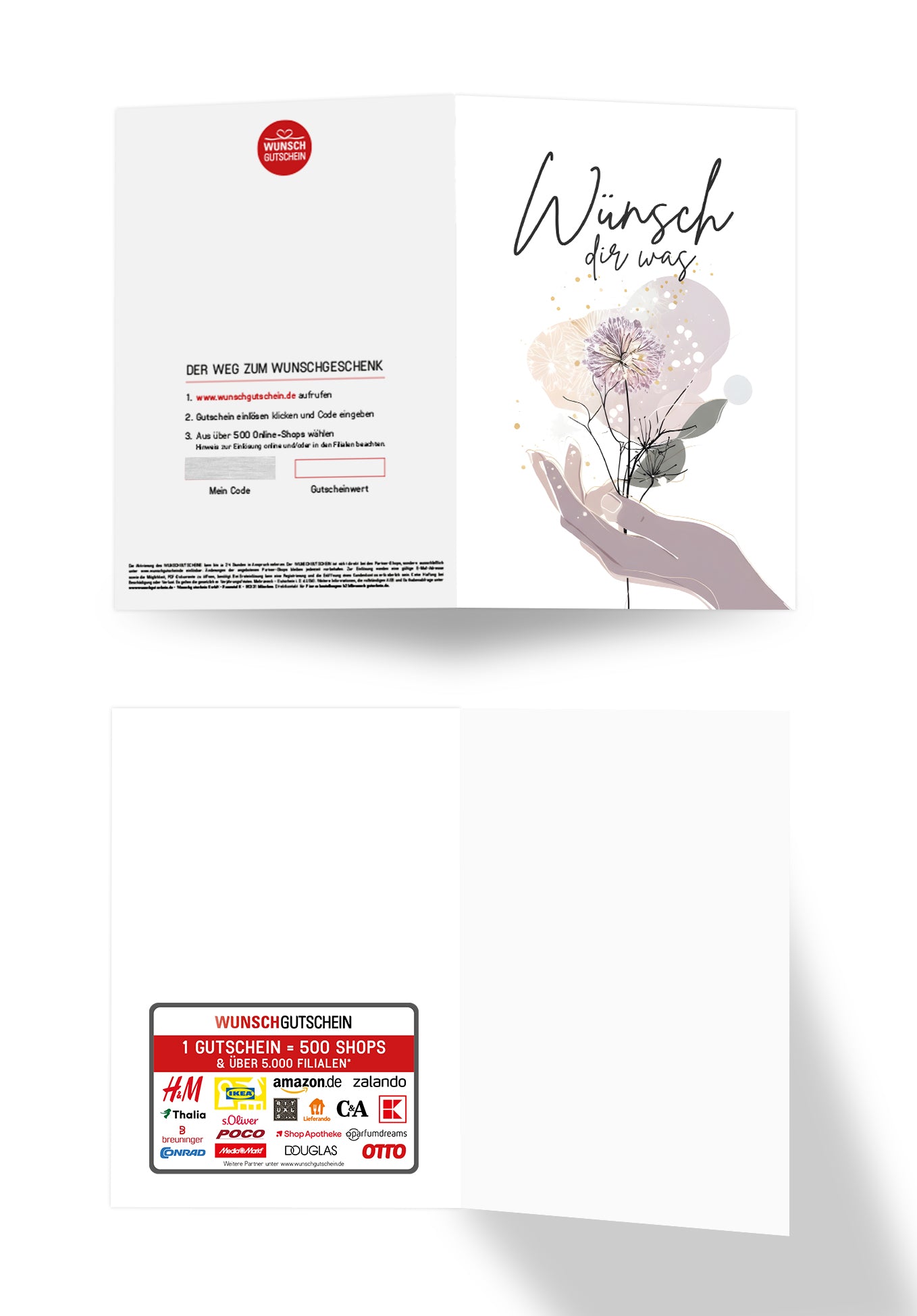 Wunschgutschein Wünsch dir was - Blume und Hand – Geschenkgutschein Ansicht 3