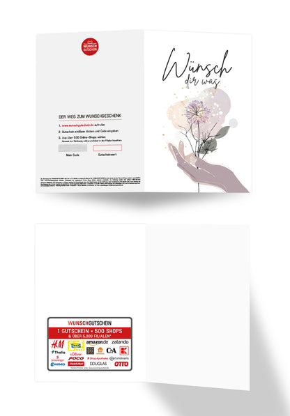 Wunschgutschein Wünsch dir was - Blume und Hand – Geschenkgutschein Ansicht 3