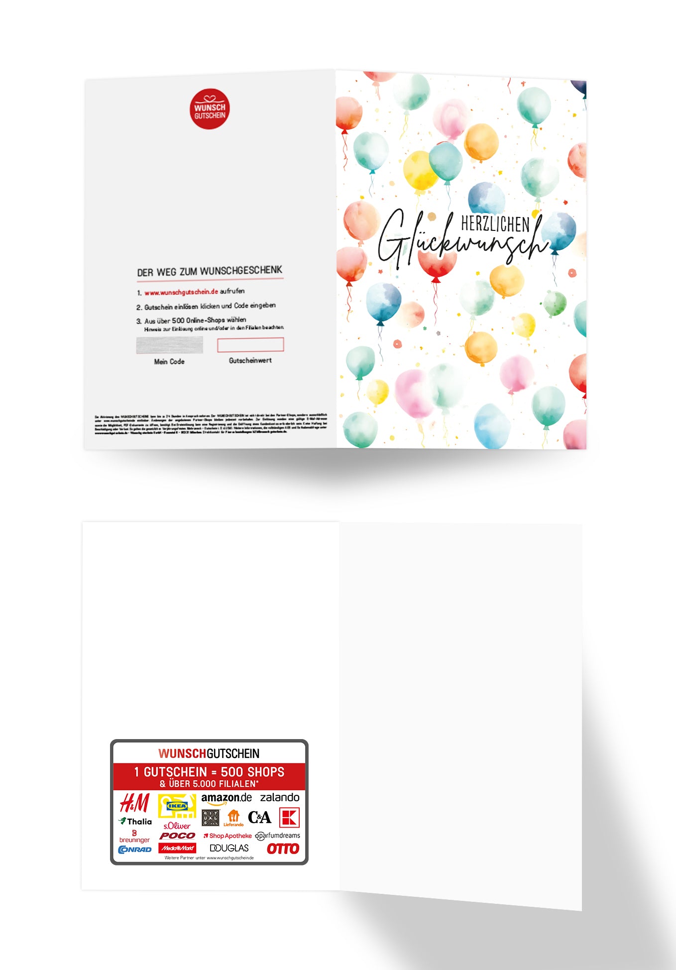 Wunschgutschein Herzlichen Glückwunsch - Ballon Muster Aquarell PDF – Geschenkgutschein Ansicht 3