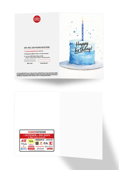 Wunschgutschein Happy Birthday - Torte Blau – Geschenkgutschein Ansicht 7