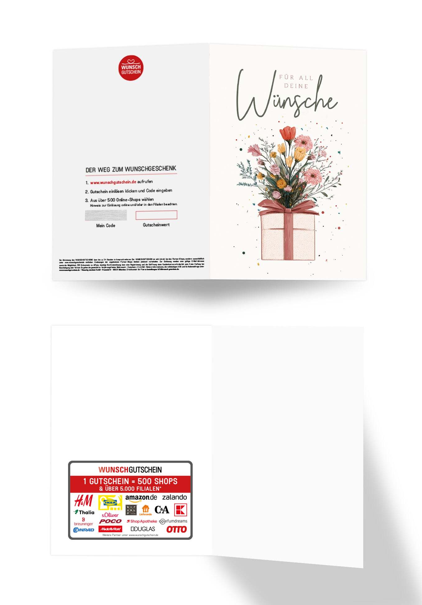 Wunschgutschein Für all deine Wünsche - Geschenk mit Blumen – Geschenkgutschein Ansicht 3