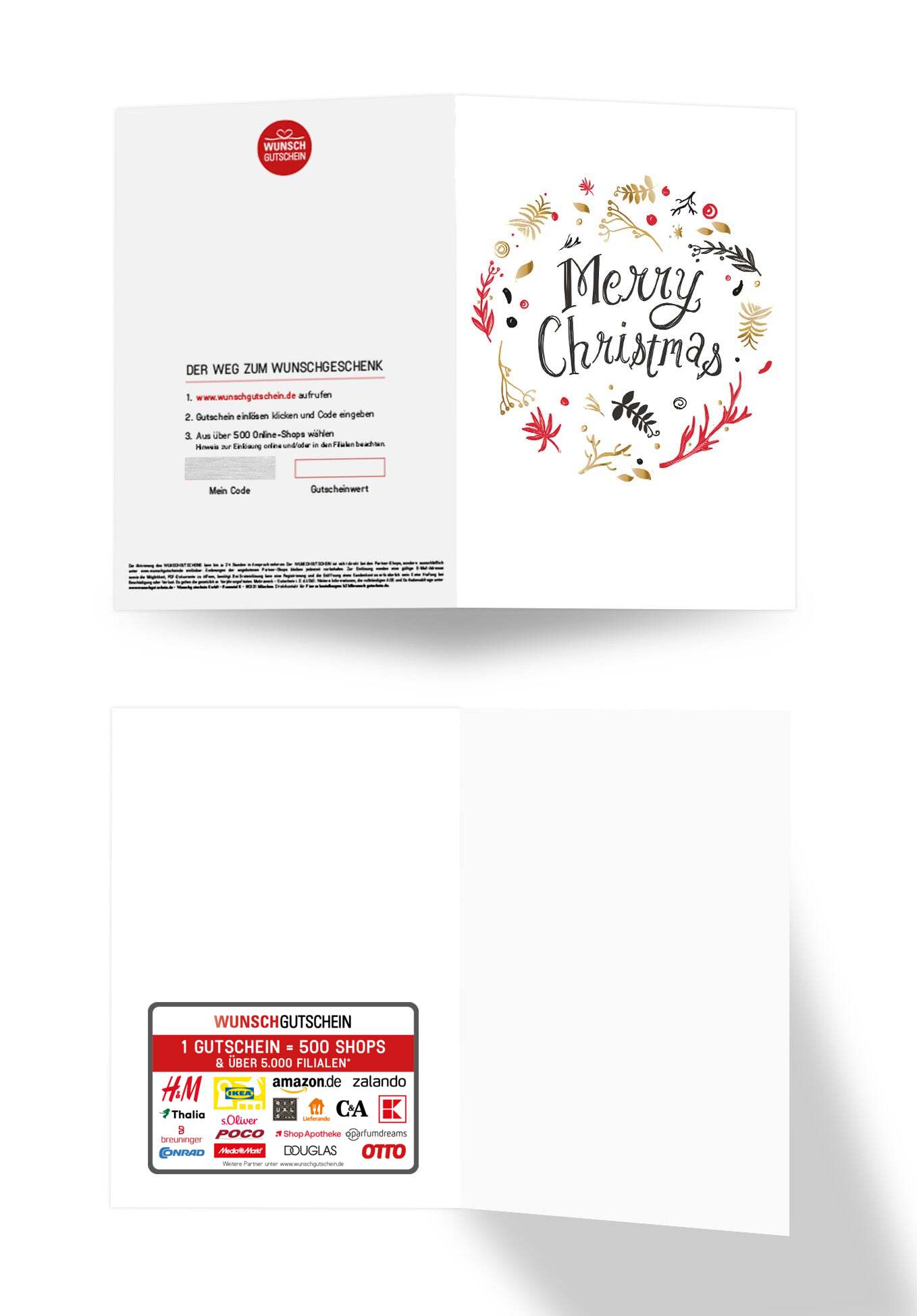 Wunschgutschein Merry Christmas - Kreis Weiß PDF – Geschenkgutschein Ansicht 3